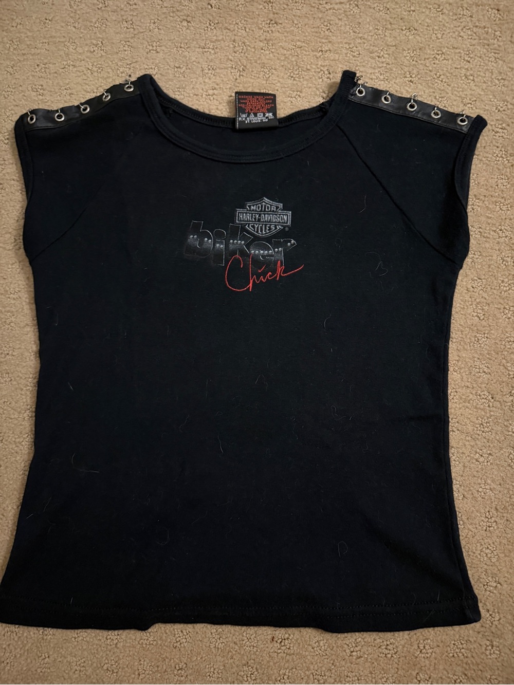 Vintage 80s Harley-Davidson Tee with Silver Eyelet Shoulders R.K Stratman